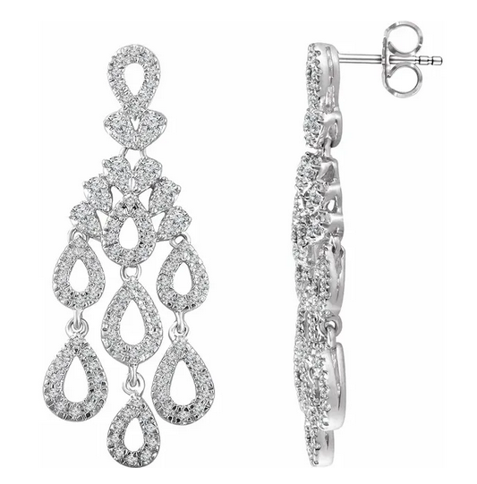 14K White 7/8 CTW Natural Diamond Chandelier Earrings Item # 652705:60001:P