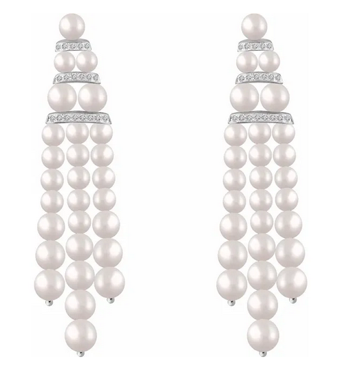14K White Cultured White Freshwater Pearl & 1/4 CTW Natural Diamond Earrings Item # 652953:60001:P