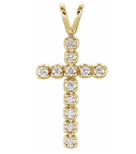 14K Yellow 1/8 CTW Natural Diamond Cross Pendant Item # R8043D:66153:P