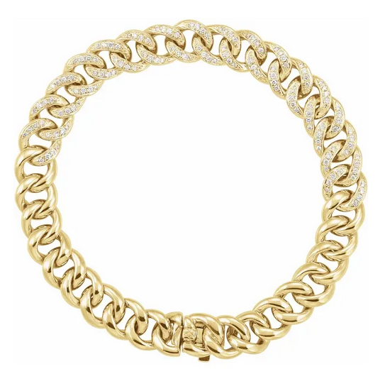 14K Yellow 3/4 CTW Natural Diamond Curb 7" Bracelet Item # BRC822:600:P