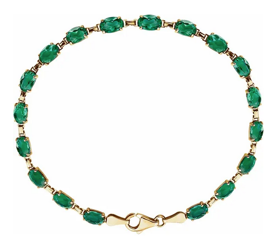 14K Yellow Lab-Grown Emerald 7.25" Bracelet Item # 651539:60002:P