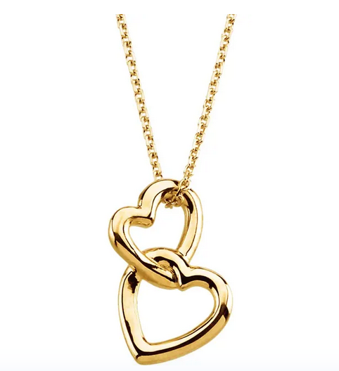 14K Yellow Double Heart 18" Necklace Item # 69075:83011:P