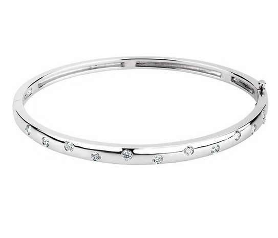 14K White 1/2 CTW Natural Diamond Bangle 6 3/4" Bracelet Item # 60890:101:P