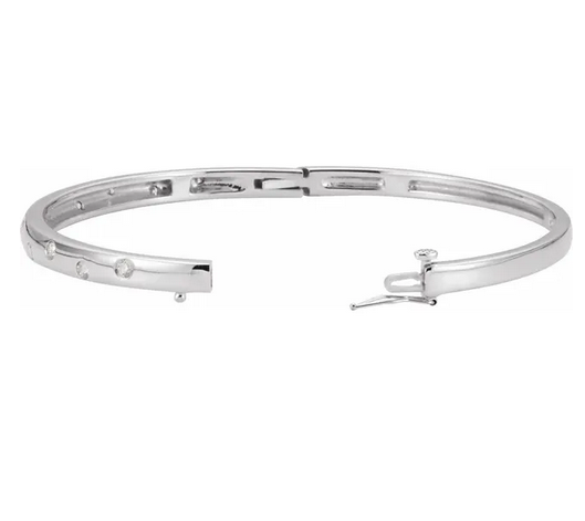 14K White 1/2 CTW Natural Diamond Bangle 6 3/4" Bracelet Item # 60890:101:P