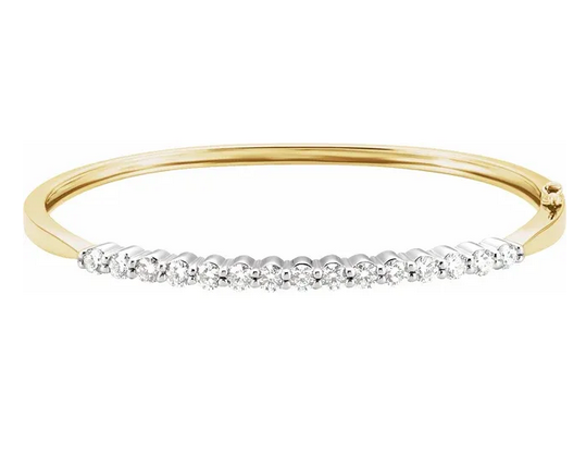 14K Yellow/White 2 1/8 CTW Natural Diamond Bangle 7" Bracelet Item # 61396:259462:P