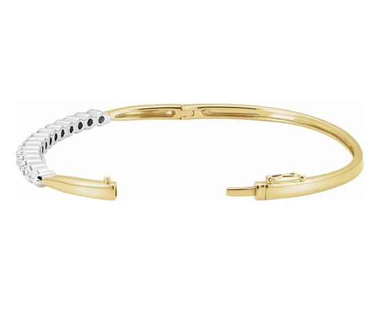 14K Yellow/White 2 1/8 CTW Natural Diamond Bangle 7" Bracelet Item # 61396:259462:P