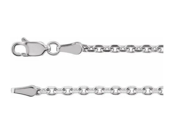 14K White 2.5 mm Diamond-Cut Cable 16" Chain Item # CH525:1001:P